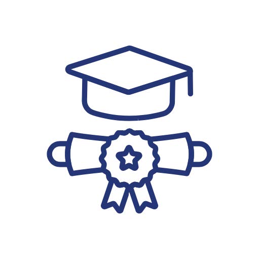 icon for graduation completion rate includes graduation cap and diploma